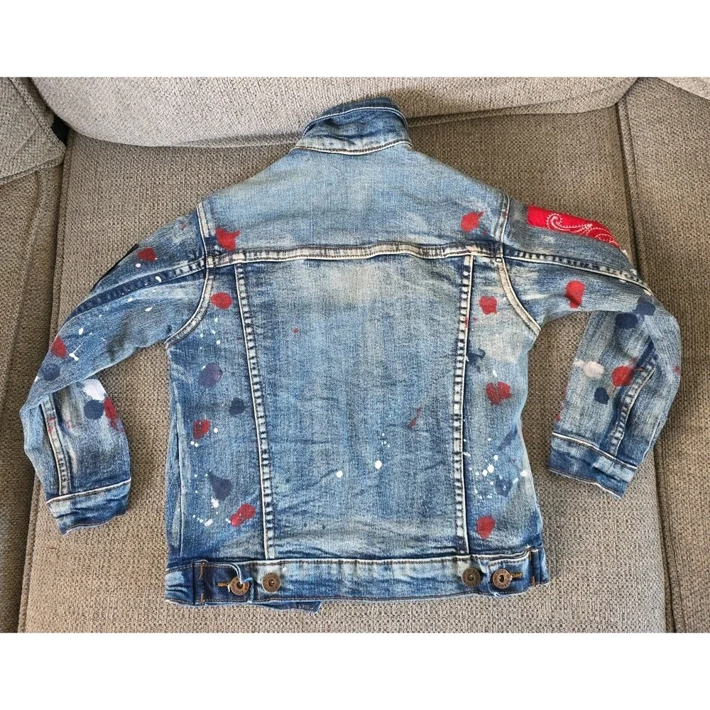 Evolution‎ in Design Youth Ripped Painted Denim Jacket Size 5